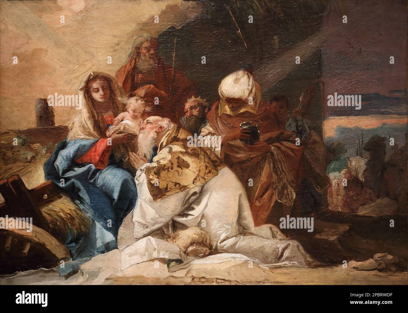 Anbetung der Koenige (l'adoration des Mages) par le peintre italien Rococo Giovanni Battista Tiepolo au Musée Wallraf-Richartz, Cologne, Allemagne Banque D'Images