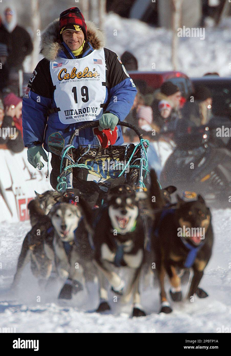 Fourtime Iditarod Trial Sled Dog Race champion Martin Buser drives his