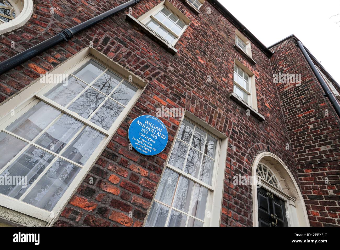 Sentier du patrimoine William Mulholland plaque bleue, Belfast, Irlande du Nord. Ingénieur de L'aqueduc DE LA. Banque D'Images