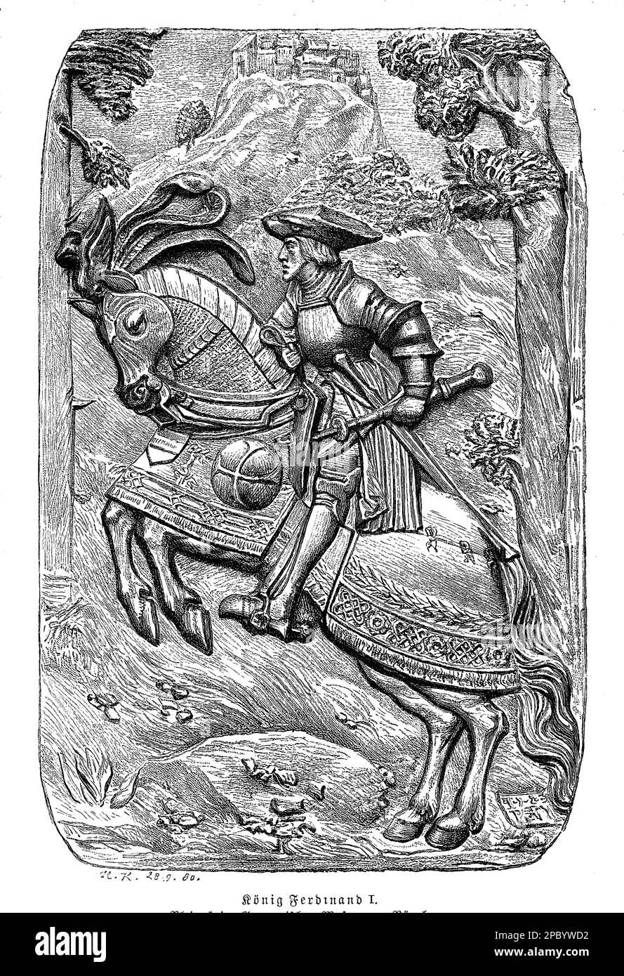 Le roi Ferdinand I fut un souverain de 16th ans du Saint Empire romain et du roi de Hongrie et de Bohême. Il était connu pour ses efforts visant à maintenir la paix et la stabilité dans ses royaumes, ainsi que pour son patronage des arts et des sciences. Banque D'Images