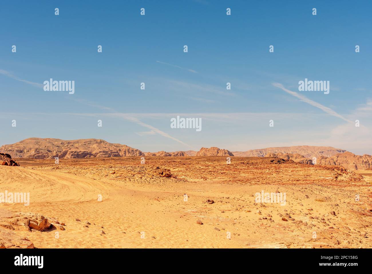 Magnifique paysage de désert avec sable orange de la péninsule du Sinaï, Egypte. Banque D'Images