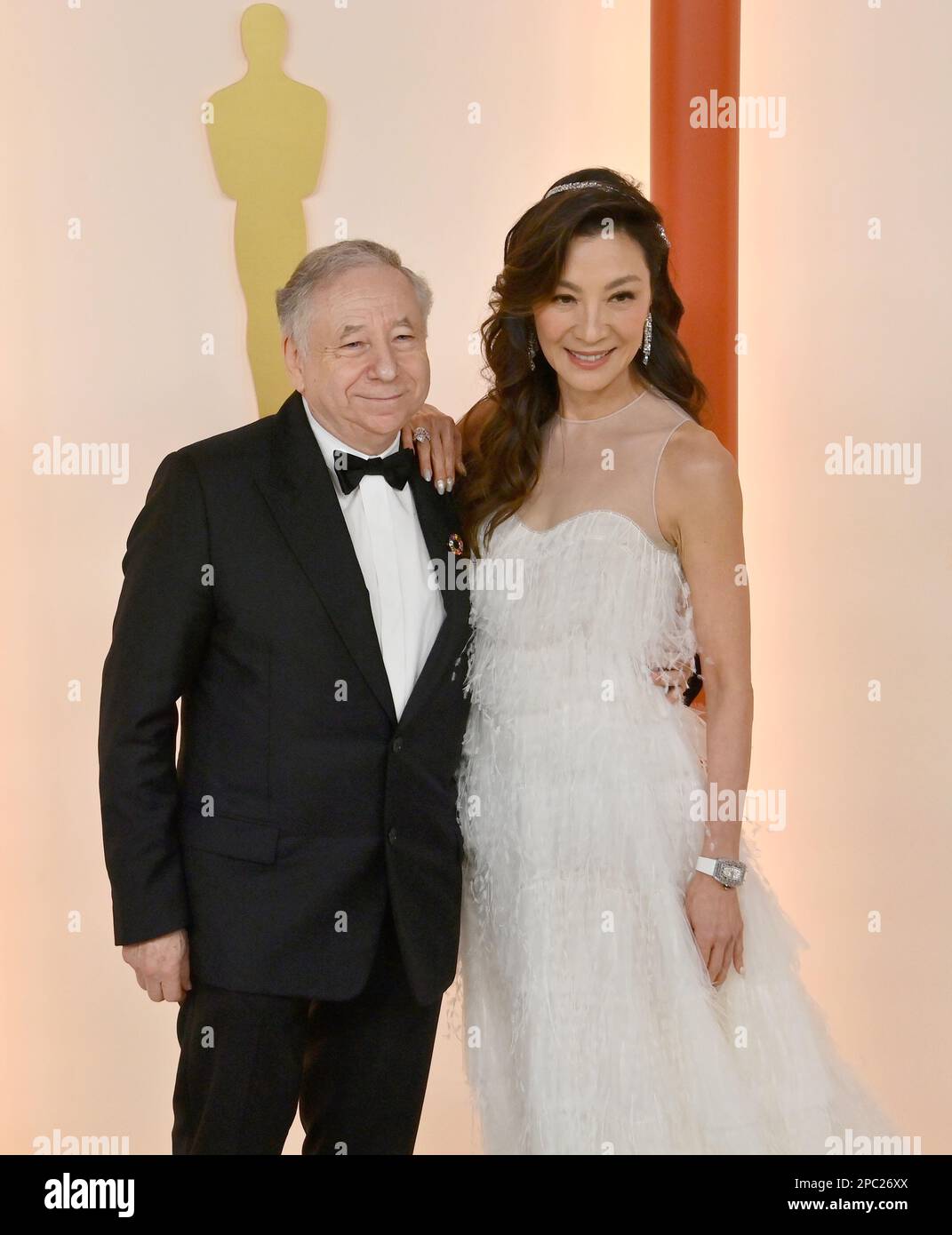 Los Angeles, États-Unis. 12th mars 2023. Jean Todt et Michelle Yeoh assistent aux Oscars annuels 95th au Dolby Theatre, dans la section Hollywood de Los Angeles, dimanche, à 12 mars 2023. Photo de Jim Ruymen/UPI crédit: UPI/Alay Live News Banque D'Images