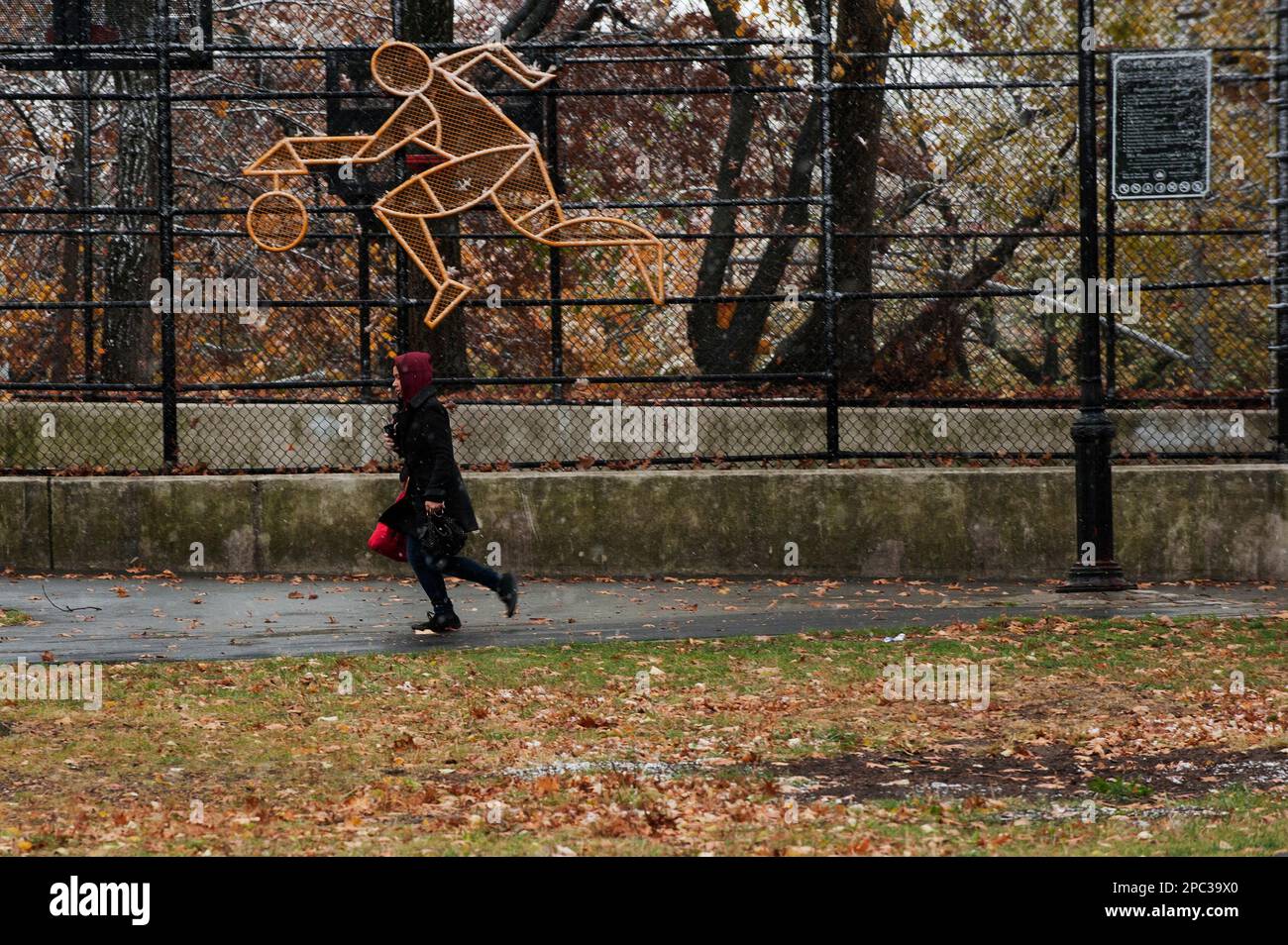 Jogging d'automne dans Forest Park, Queens New York Banque D'Images