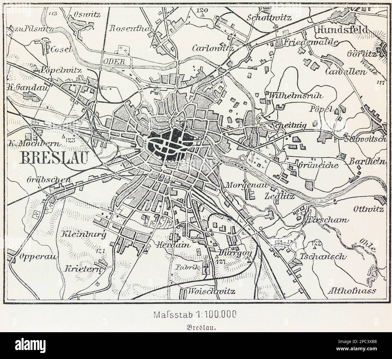 Plan de la ville et de ses environs, Banque D'Images