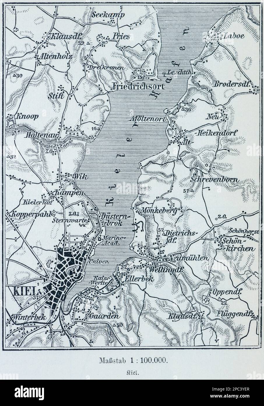 Plan de la ville de Kiel sur la mer Baltique et ses environs, Kiel, Schleswig-Holstein, Allemagne du Nord, Europe centrale Banque D'Images