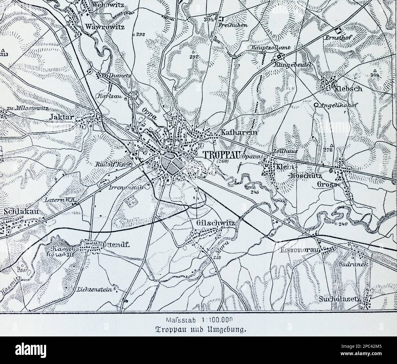 Plan de la ville de Troppau, aujourd'hui Opava et ses environs, Troppau, République Tchèque, Europe de l'est Banque D'Images