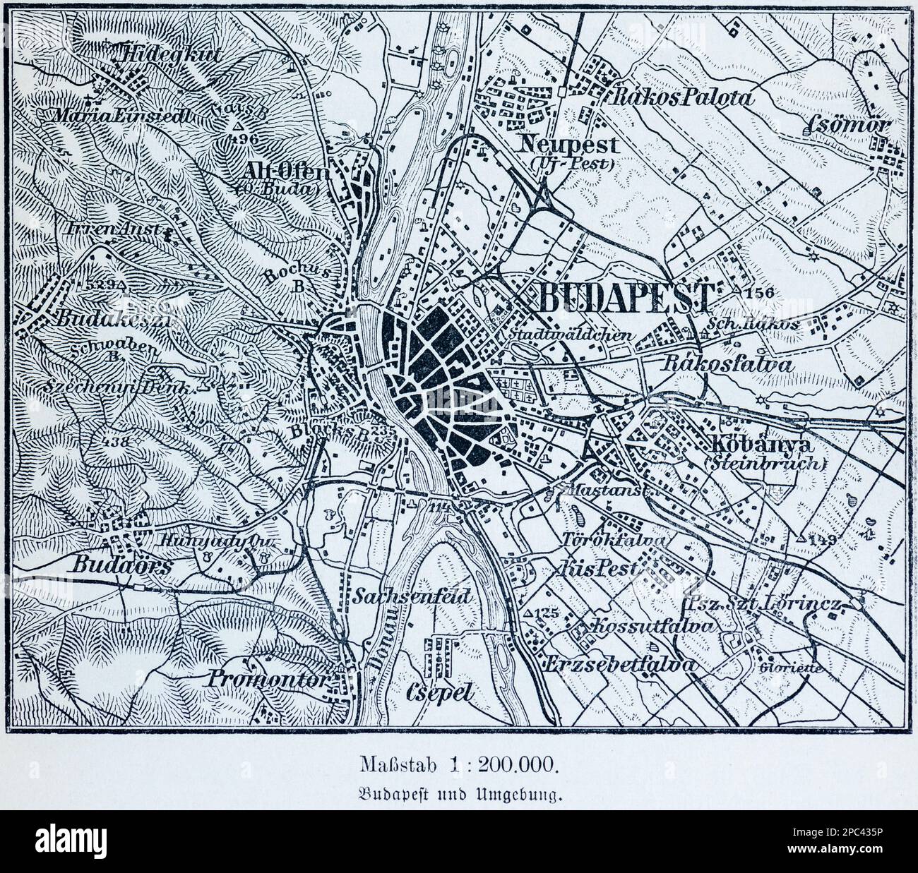 Plan de la ville de Budapest, capitale de la Hongrie, et ses environs, Budapest, Hongrie, Europe de l'est Banque D'Images