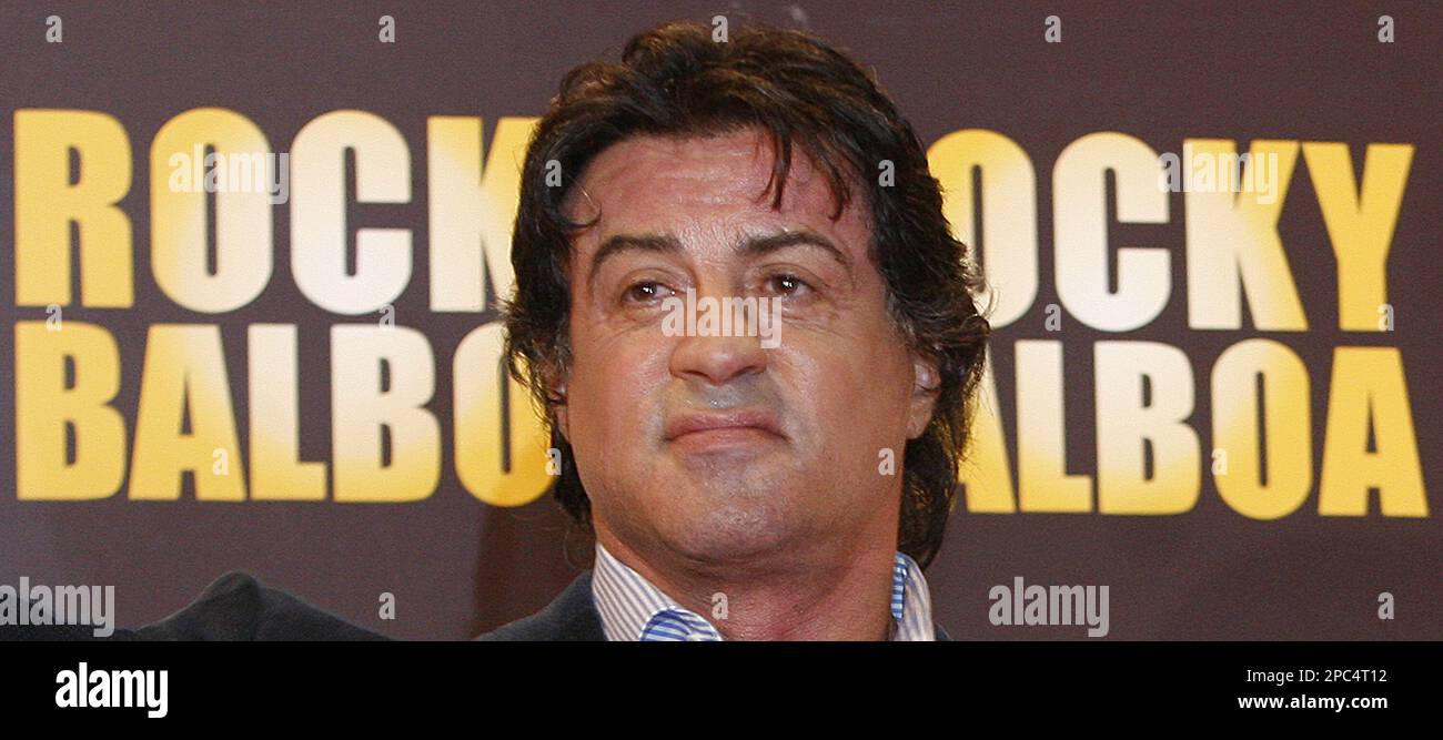 Hollywood star Sylvester Stallone looks on at the Italian premiere of