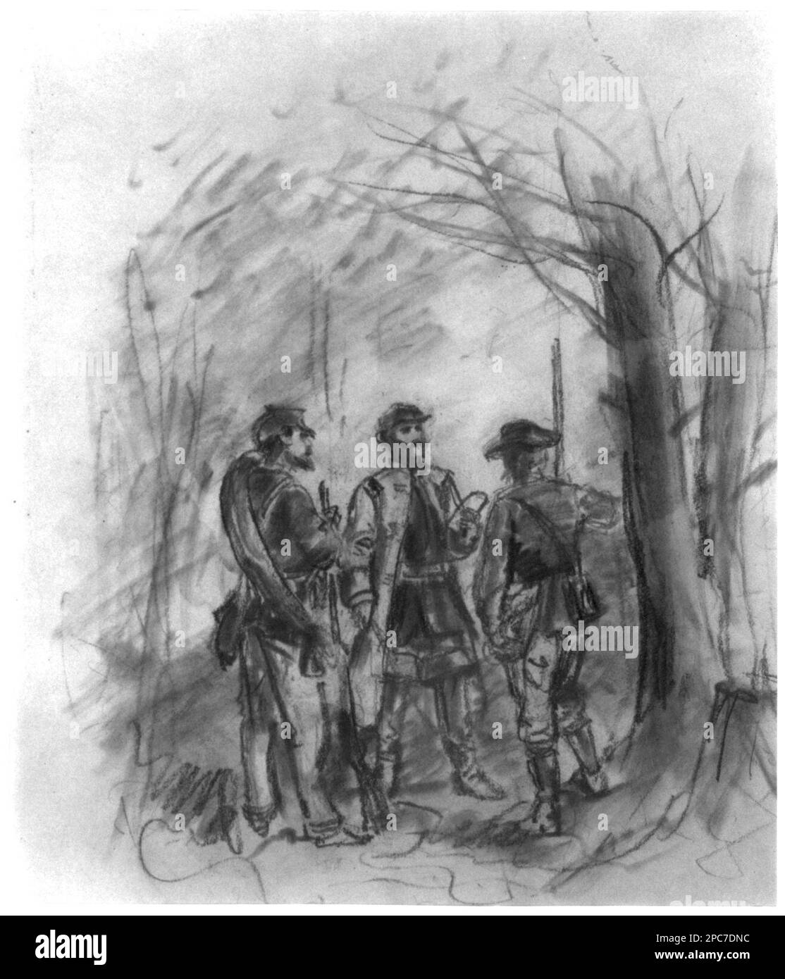 Un ingénieur examine les routes en dehors des lignes. Morgan collection de dessins de la guerre civile. Officiers militaires, Union, 1860-1870, ingénieurs, 1860-1870, Soldats, Union, 1860-1870, États-Unis, Histoire, Guerre civile, 1861-1865, Transports, États-Unis, Histoire, Guerre civile, 1861-1865, personnel militaire, Union, États-Unis Banque D'Images