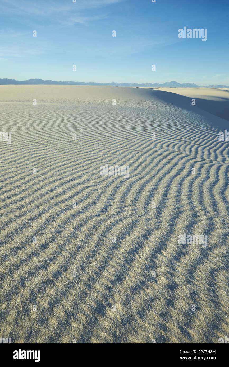 Vue sur les dunes de gypse avec des crêtes à vent, monument national de White Sands, New utricularia ochroleuca (U.) (U.) S. A. Banque D'Images