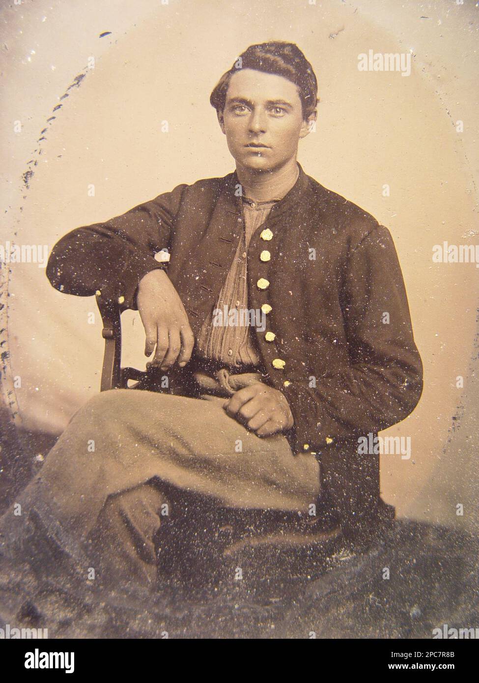 Soldat non identifié dans l'uniforme de l'Union. Etats-Unis, Armée, peuple, 1860-1870, soldats, Union, 1860-1870, uniformes militaires, Union, 1860-1870, États-Unis, Histoire, Guerre civile, 1861-1865, personnel militaire, Union. Banque D'Images