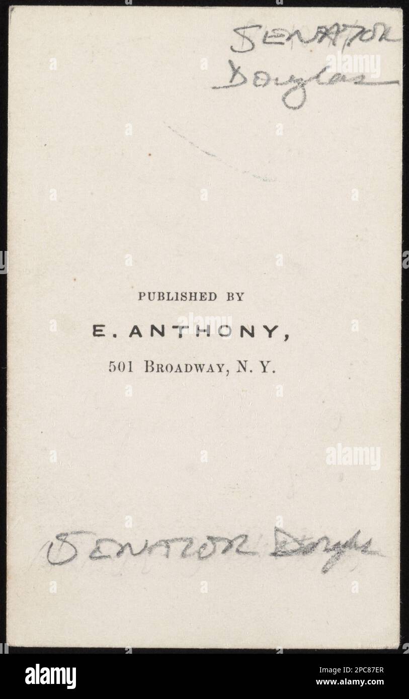 Sénateur Stephen A. Douglas / E. Anthony, 501 Broadway, New York. Collection de photos de la guerre civile de la famille Liljenquist , pp/papier liljpaper. Douglas, Stephen A, (Stephen Arnold), 1813-1861, législateurs, Illinois, 1850-1870. Banque D'Images