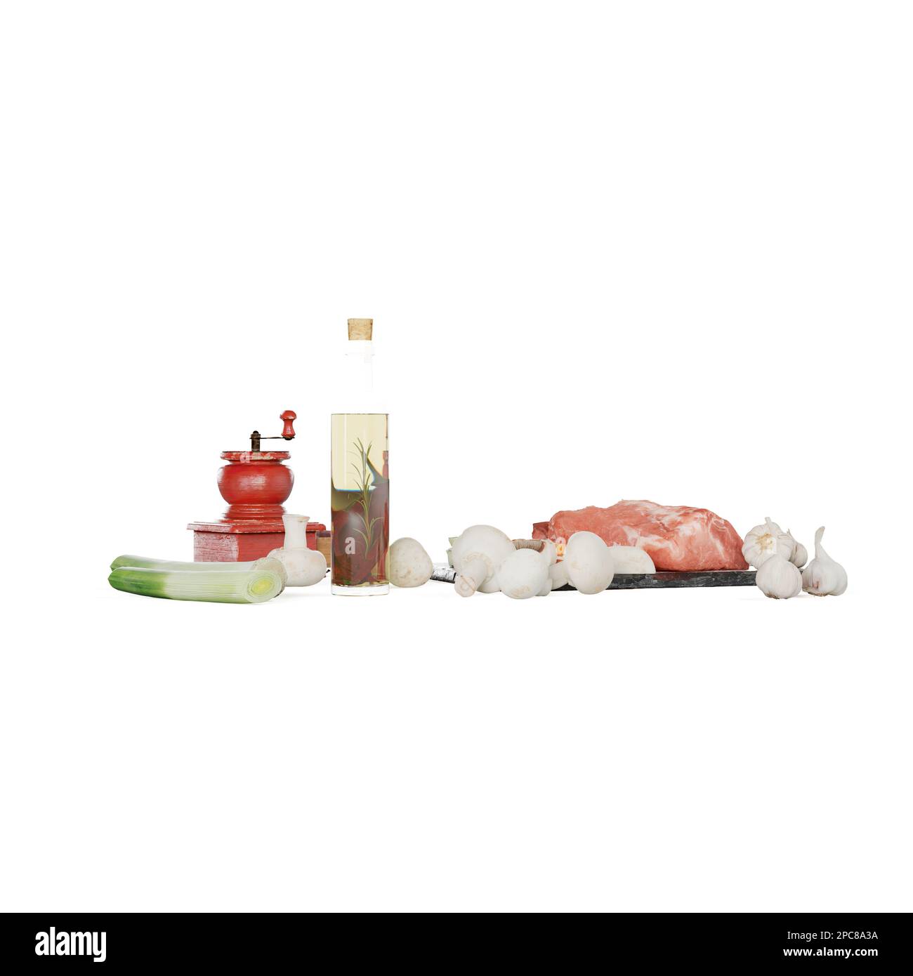 Une photo d'une sélection d'ingrédients pour les sushis, dont le saumon, le concombre et le riz, accompagnée d'une bouteille de vin blanc Banque D'Images