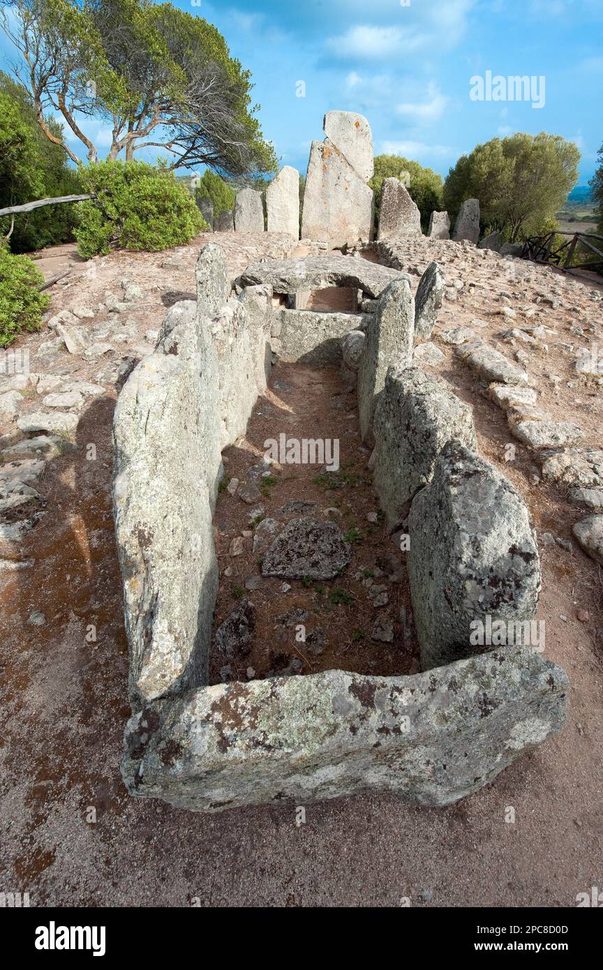 Tombe des géants, Coddu Vecchiu, Arzachena, Gallura, province de Sassari. Sardaigne, Italie, Europe, Tombeau des géants, Tomba Di Giganti Banque D'Images