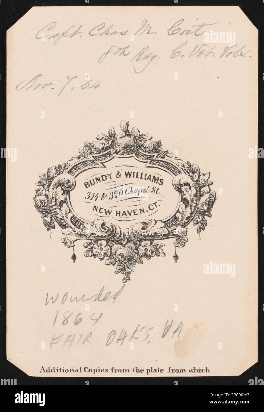 Lieutenant-colonel Charles Morgan Coit of Co B, 8th Connecticut Infantry Regiment en uniforme / Bundy & Williams, 314 & 326 Chapel St., New Haven, CT. Collection de photos de la guerre civile de la famille Liljenquist , pp/papier liljpaper. Coit, Charles M, 1838-1878, États-Unis, Army, Connecticut Infantry Regiment, 8th (1861-1865), People, Soldiers, Union, 1860-1870, uniformes militaires, Union, 1860-1870, États-Unis, Histoire, Guerre civile, 1861-1865, personnel militaire, Union, États-Unis, Histoire, Guerre civile, 1861-1865, aspects médicaux, Union. Banque D'Images