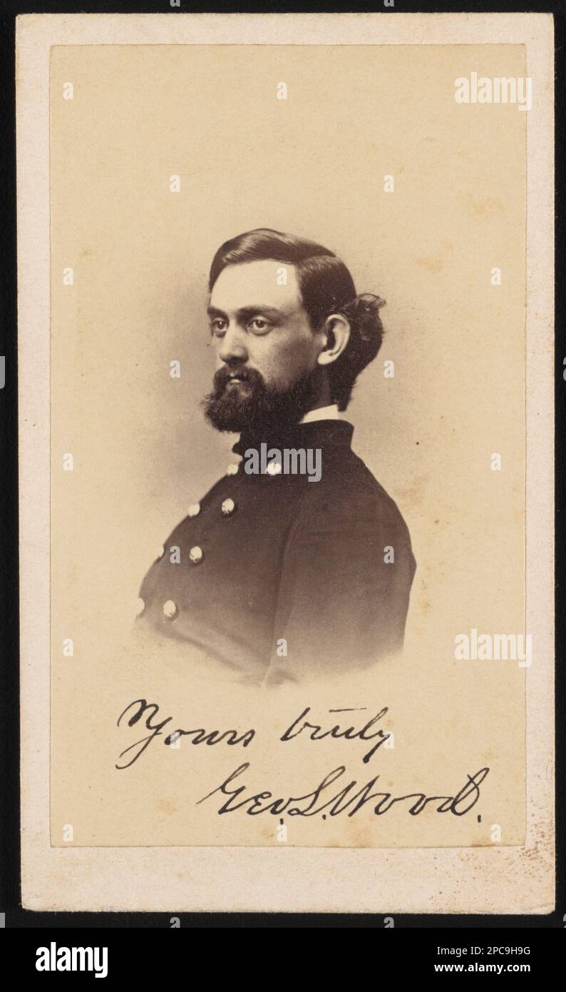 Major George L. Wood of Co H, 7th Ohio Infantry Regiment et 125th Ohio Infantry Regiment en uniforme. Collection de photos de la guerre civile de la famille Liljenquist , pp/papier liljpaper. Wood, George L, 1837-1867, États-Unis, Army, Ohio Infantry Regiment, 7th (1861-1864), People, États-Unis, Army, Ohio Infantry Regiment, 125th (1862-1865), People, Soldiers, Union, 1860-1870, uniformes militaires, Union, 1860-1870, États-Unis, Histoire, Guerre civile, 1861-1865, personnel militaire, Union. Banque D'Images