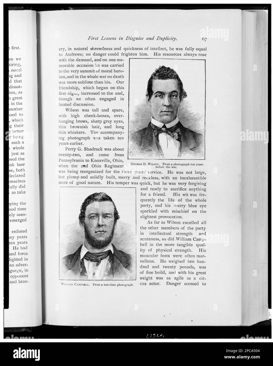 George D. Wilson, d'une photographie dix ans avant la guerre William Campbell, d'une photographie temps de guerre. Illus. Dans: Audace et souffrance / William Pittenger. New York : The War Publishing Co, 1887, p. 67. Wilson, George D, Service militaire, États-Unis, Histoire, Guerre civile, 1861-1865, opérations secrètes, Union. Banque D'Images