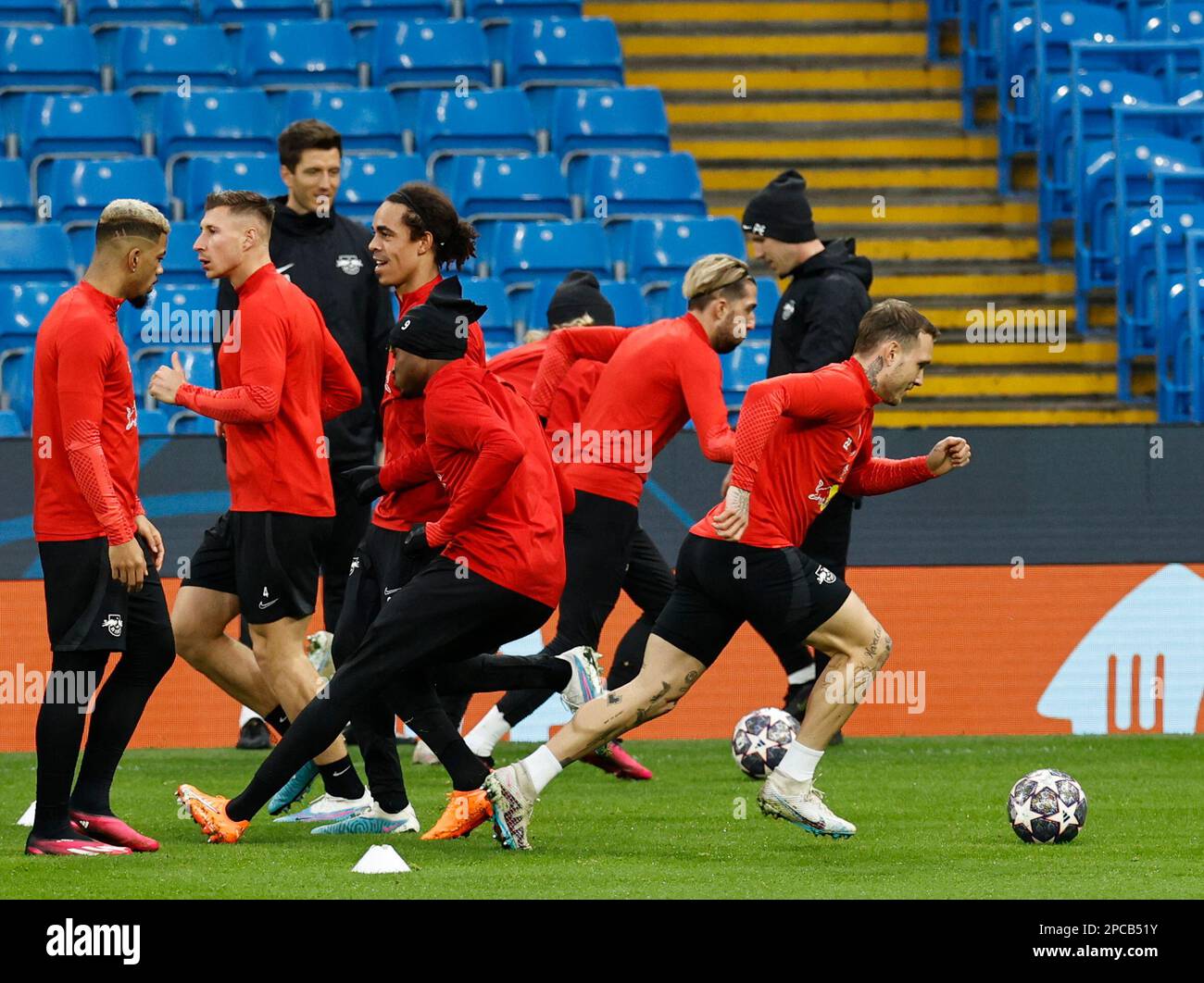 Etihad Stadium, Manchester, Royaume-Uni. 13th mars 2023. Conférence de  presse et session d'entraînement avant le match de l'UEFA Champions League  Round of 16 contre RB Leipzig à Manchester, en Angleterre. Les joueurs