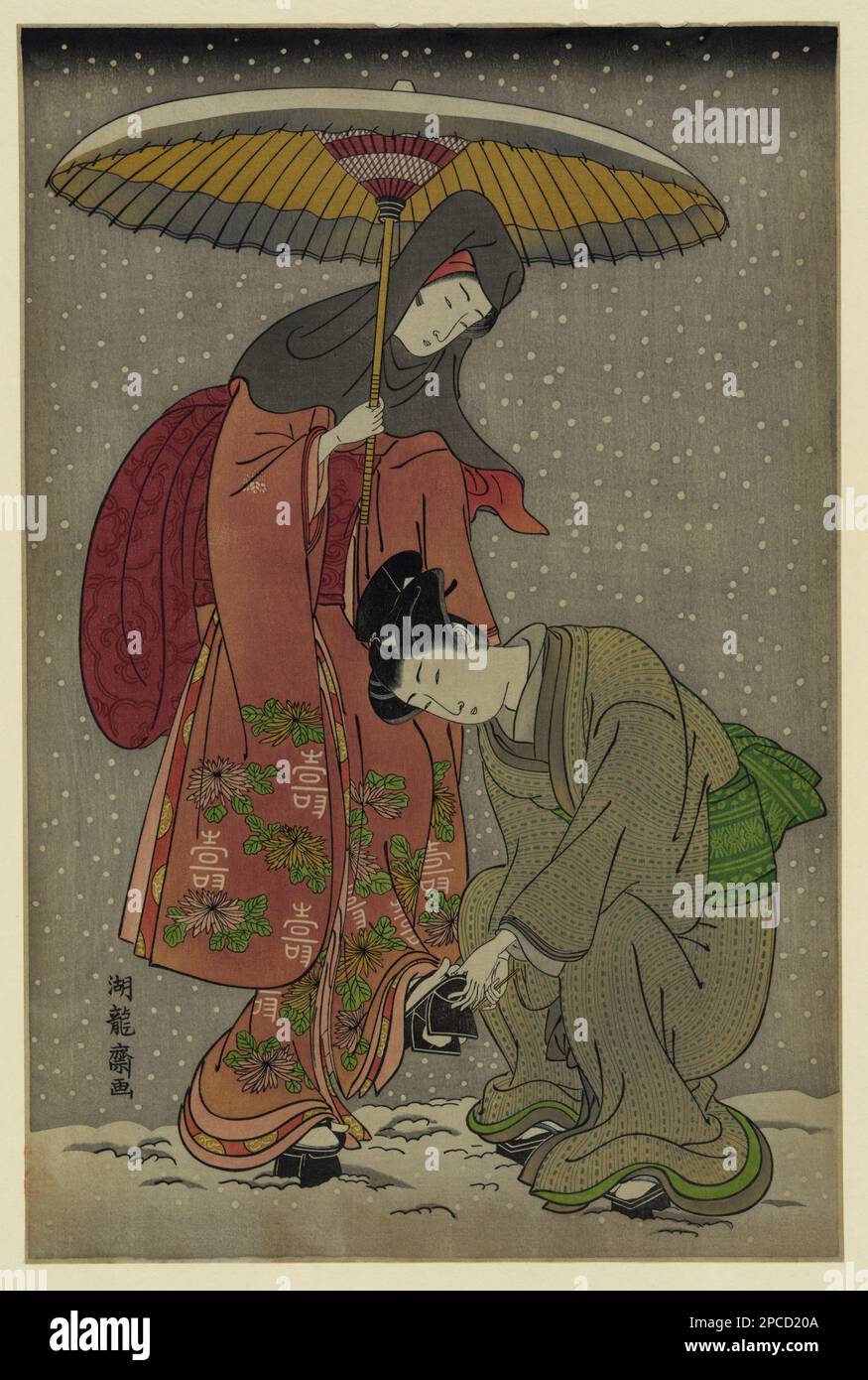 1776 JAPON Geta no yukitori . L imprim montre une femme