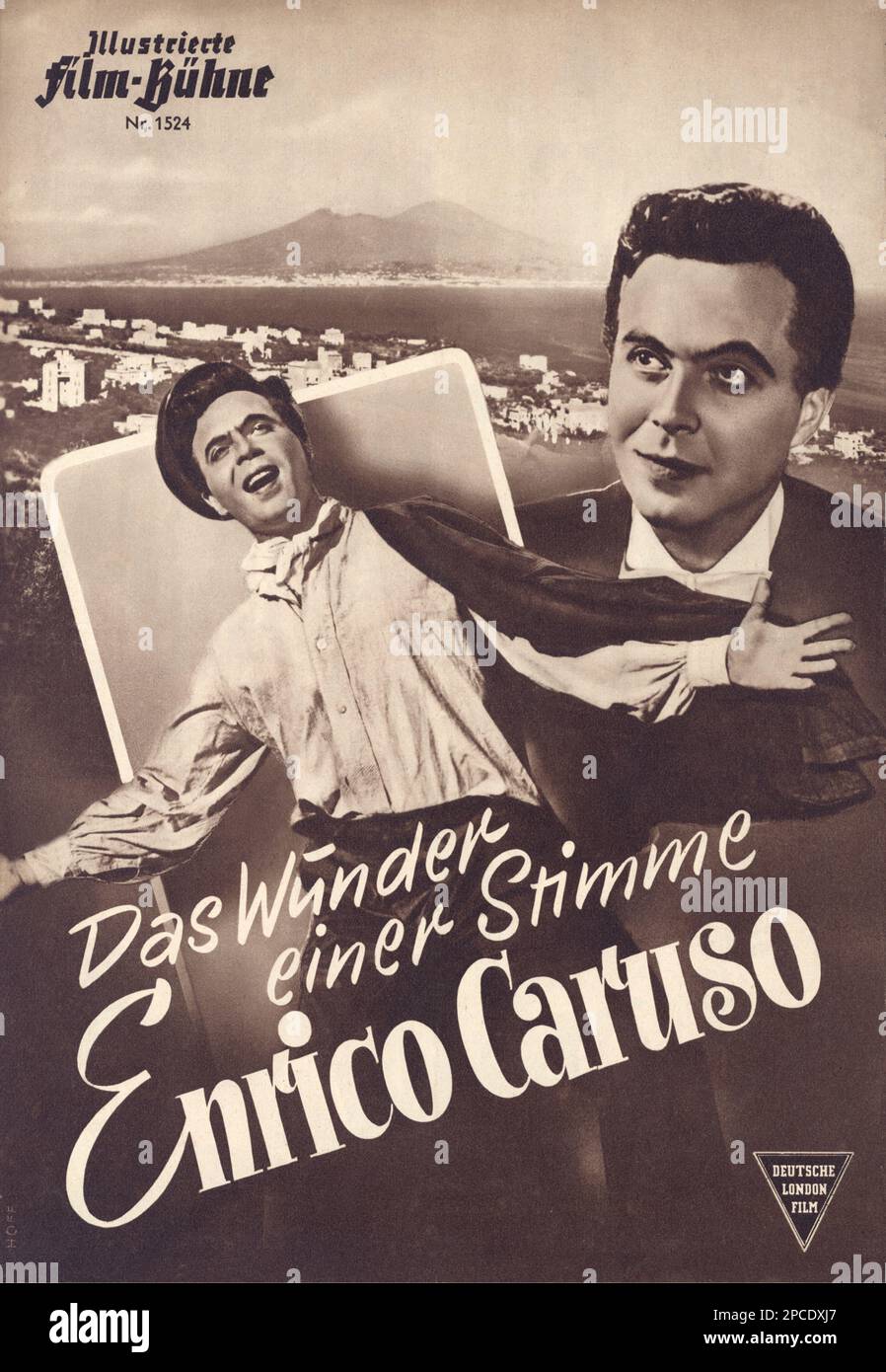 1951 , ALLEMAGNE : le dépliant publicitaire du film allemand pour le film italien ENRICO CARUSO LEGGENDA DI UNA VOCE ( 1951 ) de Giacomo Gentilomo , scénario de Maleno Malenotti d'un roman de Frank Thiess , chansons de Mario Del Monaco , avec ERMANNO RANDI et Gina Lollobrigida . L'acteur italien ERMANNO RANDI ( 1920 - 1951 ) aurait été tué par balle par son amant Giuseppe Maggiore . Ce fut les premiers scandales des affilicles de Cinecitta d'après-guerre - AFFICHE - CINÉMA - FILM - ATTORE CINEMATOGRAFICO - MELODRAMMA - DIVO - FILM - copertina - couverture - GAY - HOMOSEXUEL - OMOSESSUALE - O Banque D'Images