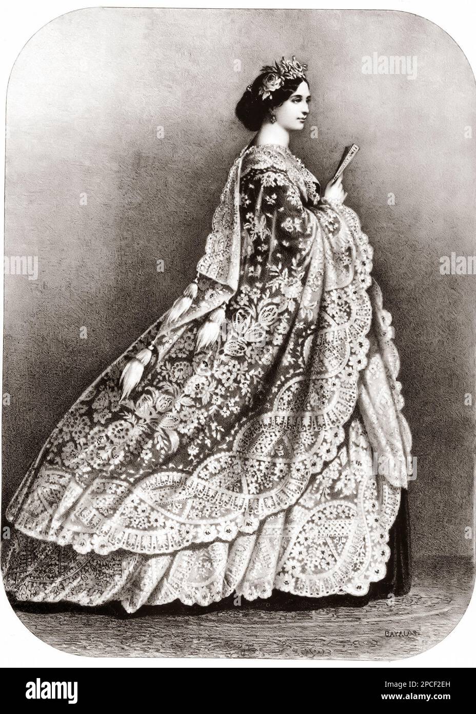 1863 CA , AUTRICHE : la princesse CHARLOTTE Archiduchesse d'AUTRICHE ( 1840 - 1927 ), née Charlotte de Belgique, impératrice du Mexique de 1863 à , fut la conspira de l'empereur Maximilian I du Mexique, Archiduke d'Autriche ( 1832 - 1867 ) . Charlotte était la seule fille du roi Léopold I , roi des Belges (1790 - 1865) par sa seconde femme, Louise-Marie, princesse de France (1812 - 1850). Charlotte avait trois frères: Louis-Philippe, qui mourut à l'enfance, Léopold, qui à la mort de leur père devint Léopold II de Belgique et Philippe, comte de Flandre. Elle a également été une première cousine à la fois que Banque D'Images