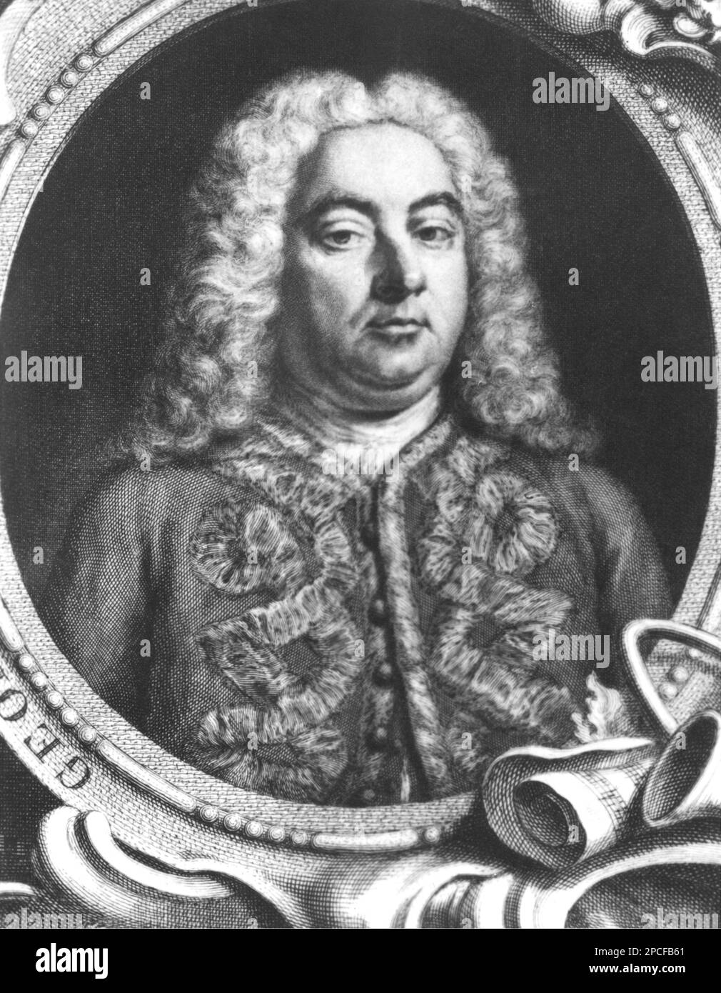 Le célèbre compositeur allemand de musique baroque HANDEL , paintingporrait de Balthasar Denner ( 1727 ) . George Frideric Handel ( Halle 1685 - 1759 ) était célèbre pour ses opéras, oratorios et concerti grossi . - MUSICA CLASSICA - CLASSIQUE - COMPOSITORE - MUSICISTA - portrait - ritrato - perruque - parrucca - jabot - BAROCCO - BAROCCA - FOTO STORICA STORICHE - HISTOIRE PHIOTO - incisione - gravure - Giorgio Federico - OPÉRA ---- Archivio GBB Banque D'Images