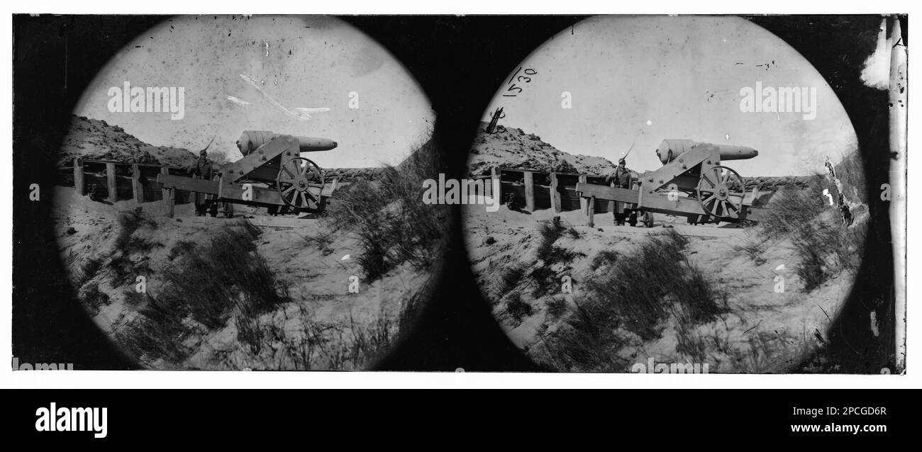 Fort Fisher, Caroline du Nord. Pistolet avec un coup de museau. Photographies de guerre civile, 1861-1865 . États-Unis, Histoire, Guerre civile, 1861-1865. Banque D'Images