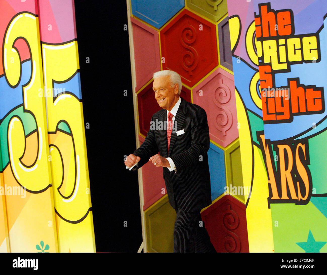 Game show host Bob Barker makes his entrance during live taping of the