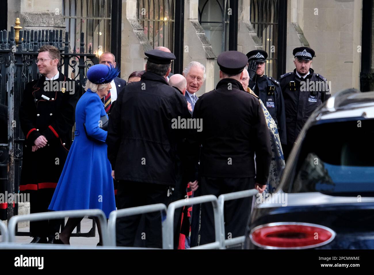 Londres, Royaume-Uni. 13th mars 2023. Camilla, la reine Consort et le roi Charles III partent après le service multireligieux annuel de la Journée du Commonwealth qui s'est tenu à l'abbaye de Westminster, célébrant le Commonwealth et ses 56 nations membres. Crédit : onzième heure Photographie/Alamy Live News Banque D'Images