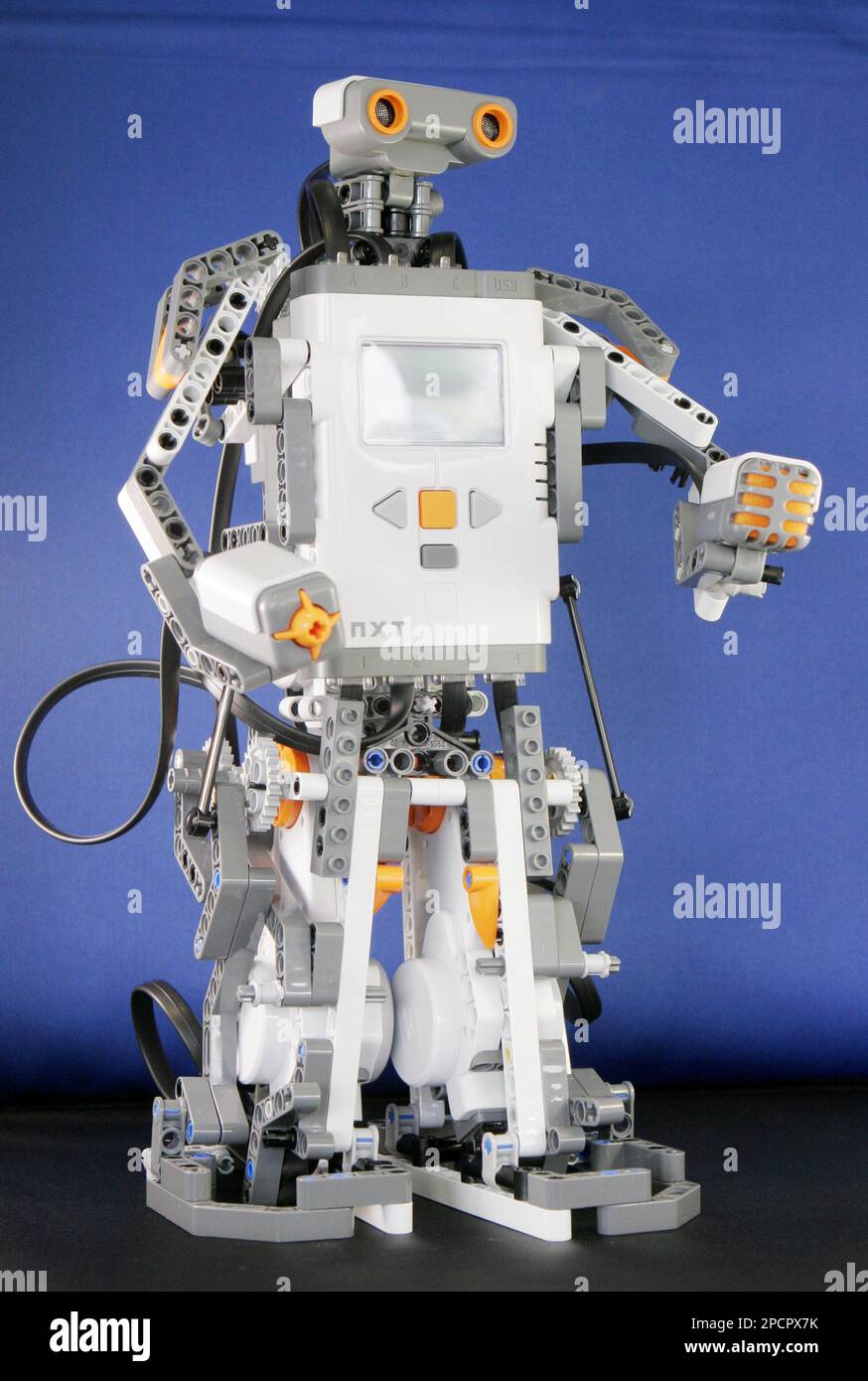 A robot assembled from the new Lego Mindstorms NXT kit is shown Thursday,  July 27, 2006. The $249 kit, which lets you design and build a wide variety  of robots, is probably