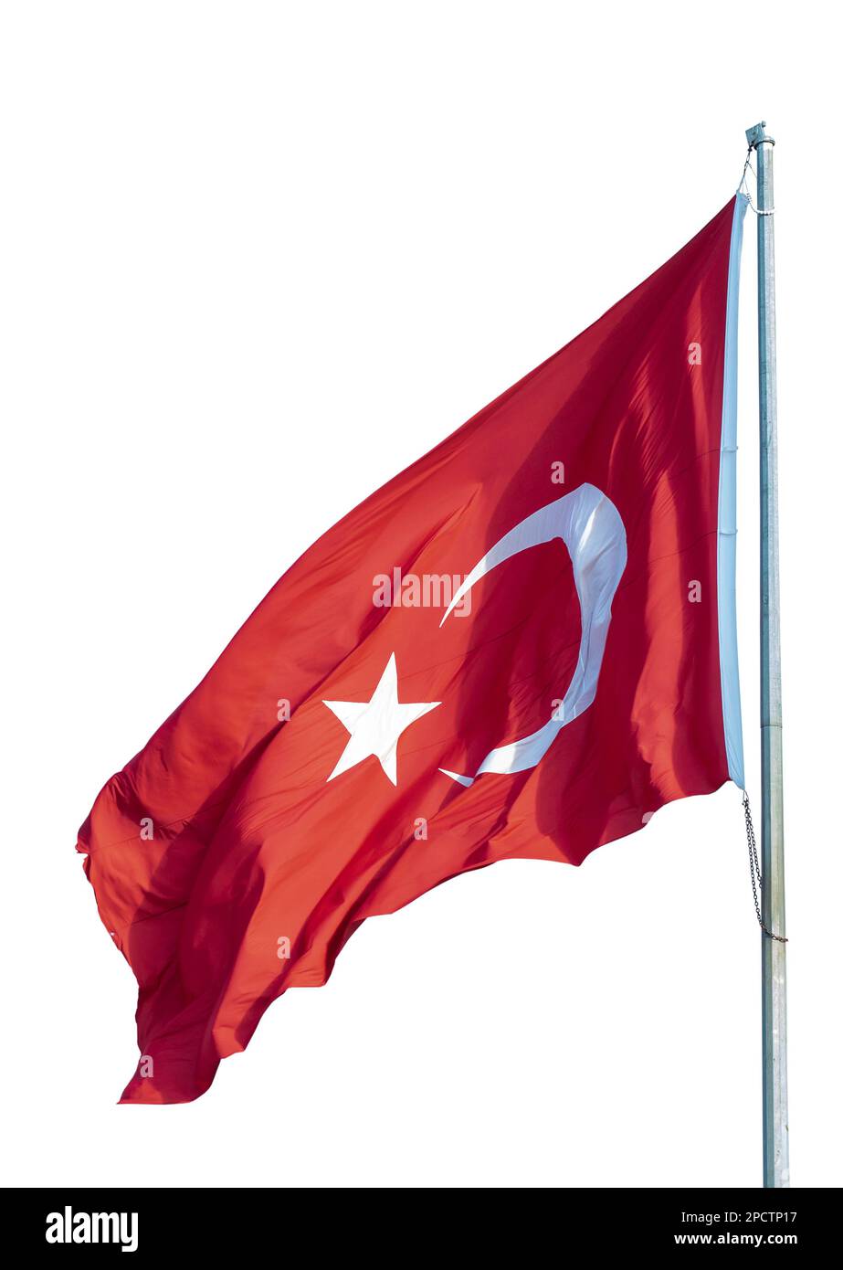 Drapeau turc. Drapeau national de la Turquie. Drapeau turc isolé sur fond blanc Banque D'Images