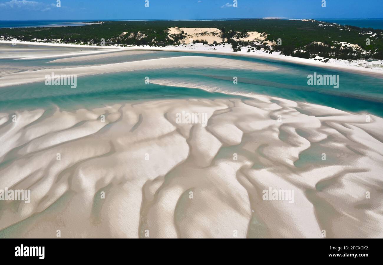 Modèles de sable de mer, Bazaruto, Mozambique, Afrique Banque D'Images