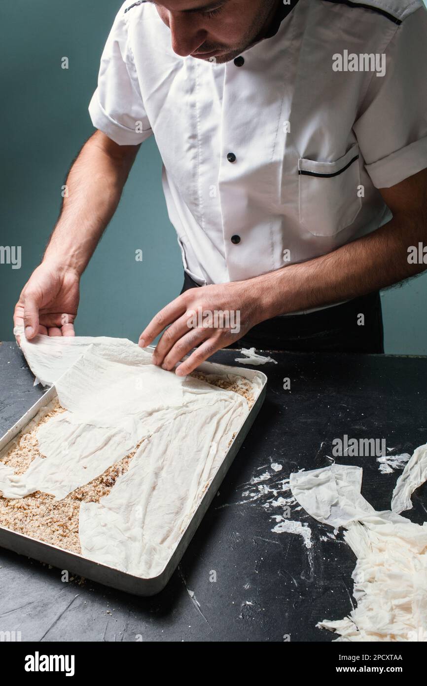 Cuisine pâtisserie recette chef cuisine baklava Banque D'Images