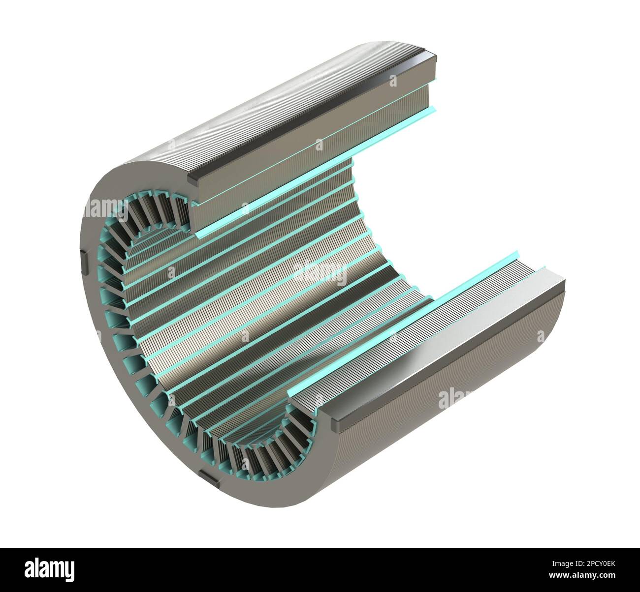 Stator pour moteur électrique, vue en coupe 3D rendu Banque D'Images