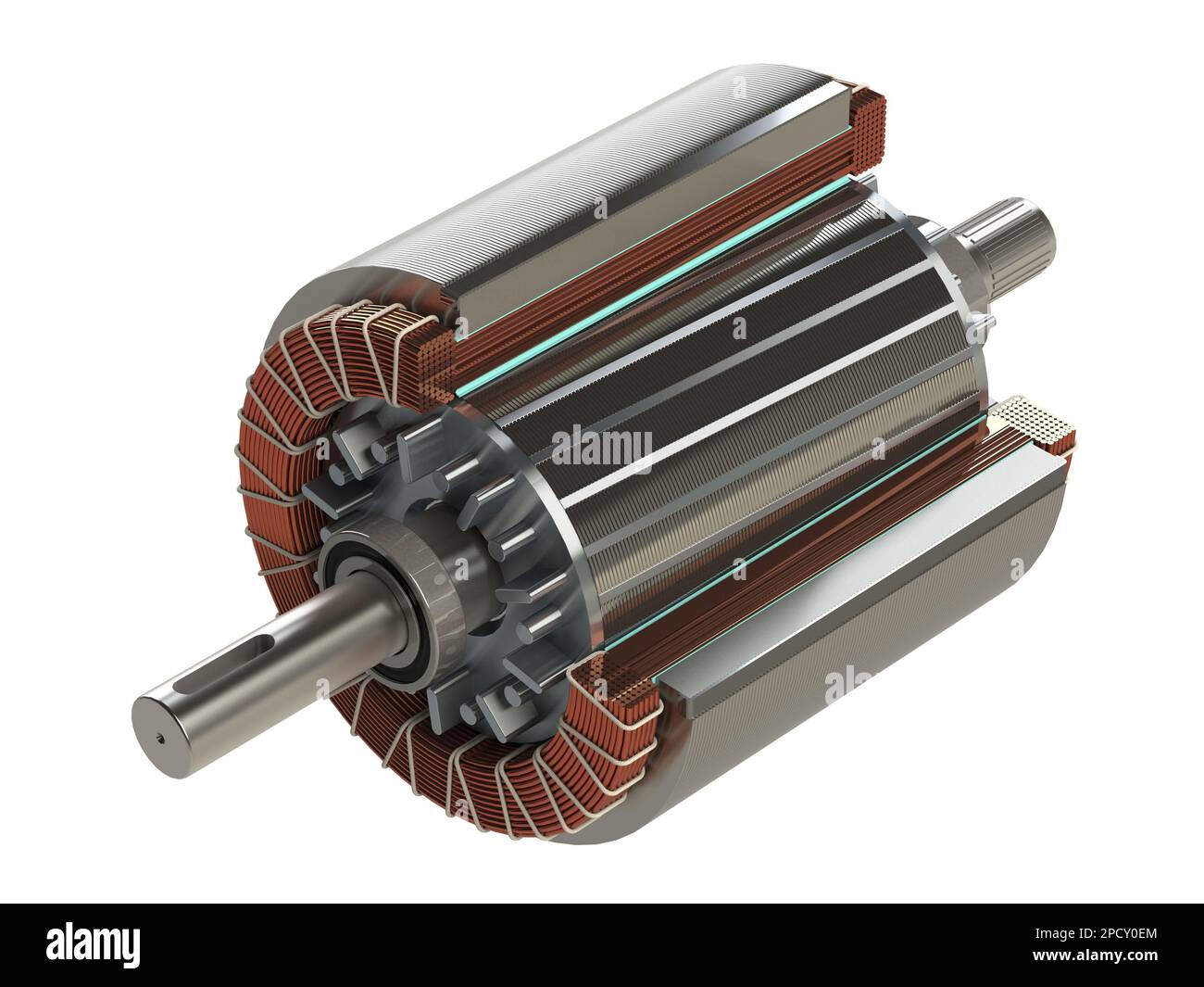 Boîtier de feuille de stator et bobinage en cuivre avec rotor pour moteur Banque D'Images