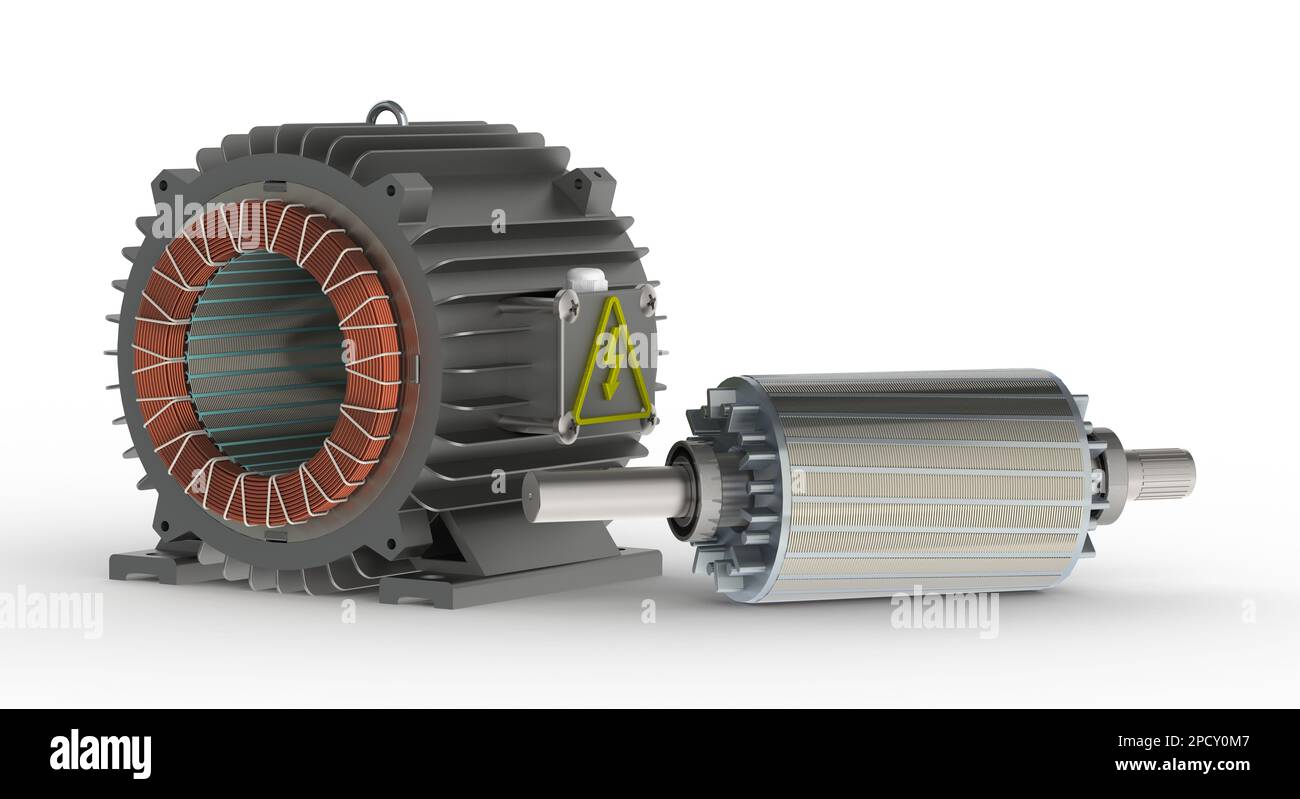 Boîtier de stator et rotor pour pièces de rechange de moteur électrique Banque D'Images