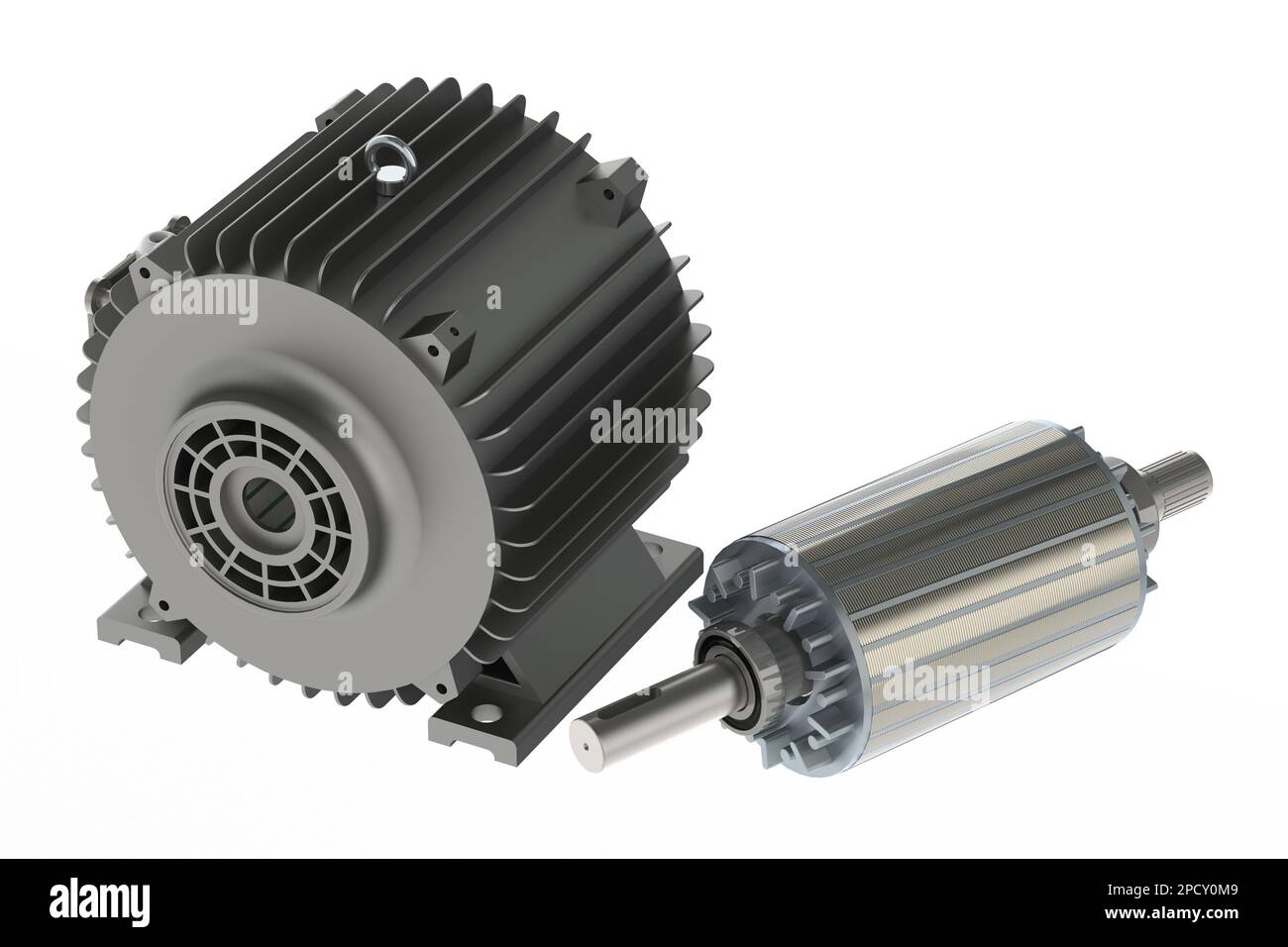 Boîtier de stator et rotor pour pièces de rechange de moteur électrique Banque D'Images