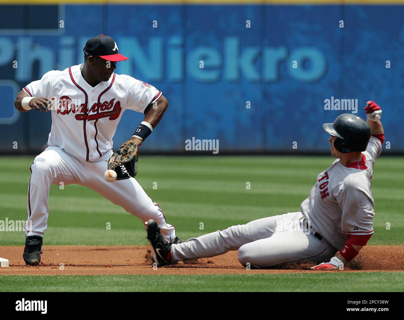 Washington Nationals' Felipe Lopez grounds out to Atlanta Braves shortstop Edgar  Renteria during the third inning of their spring training baseball game in  Lake Buena Vista, Fla., Sunday, March 25, 2007. (AP