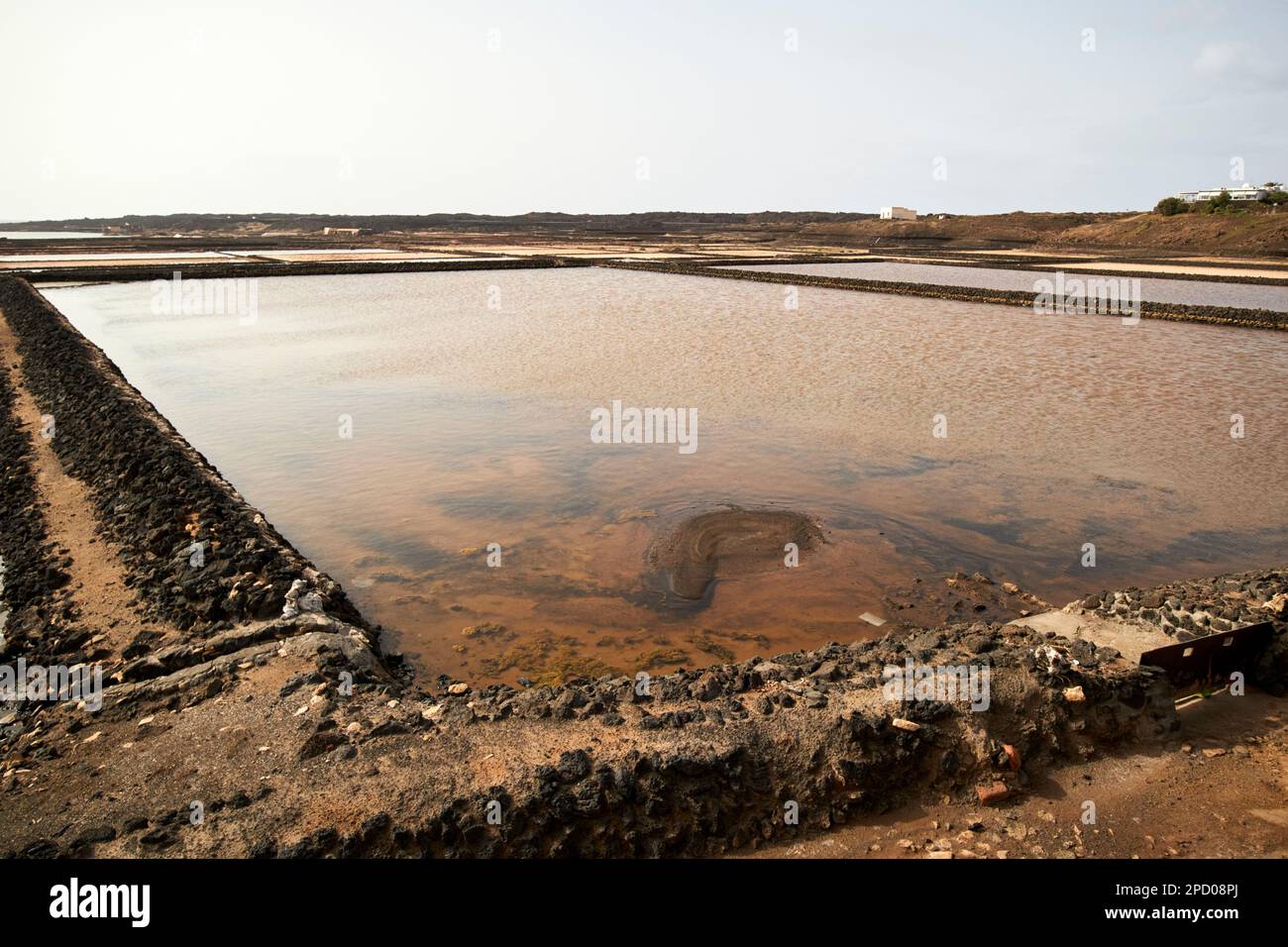 Piscines supérieures dans la première étape de production de sel salinas de janubio salines appartements Lanzarote, îles Canaries, Espagne Banque D'Images