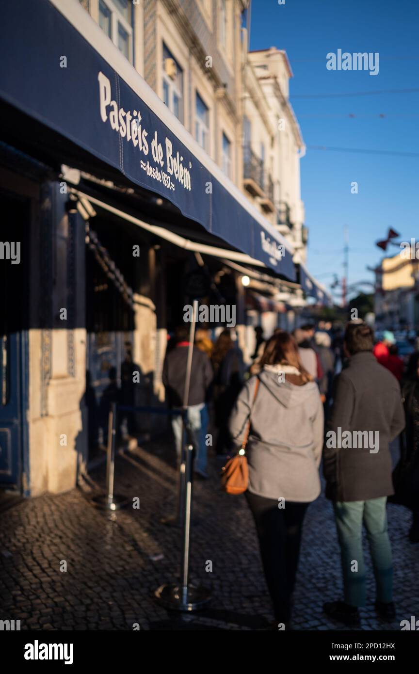 Pasteis de Belem boulangerie café à Lisbonne, faisant l'original suivant une ancienne et secrète recette du Mosteiro dos Jeronimos (Jeronimos Monaster Banque D'Images