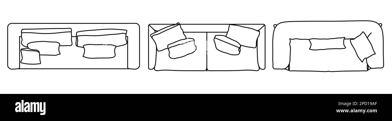 Concept ou ensemble conceptuel ou collection de canapés causeuses de différentes perspectives sur blanc. 3d illustration en tant que métahor pour l'architecture et dans Banque D'Images