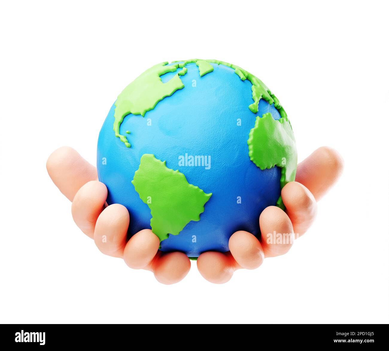 Soutenir le concept de la terre: La plasticité humaine mains stylisées tenant la terre Banque D'Images
