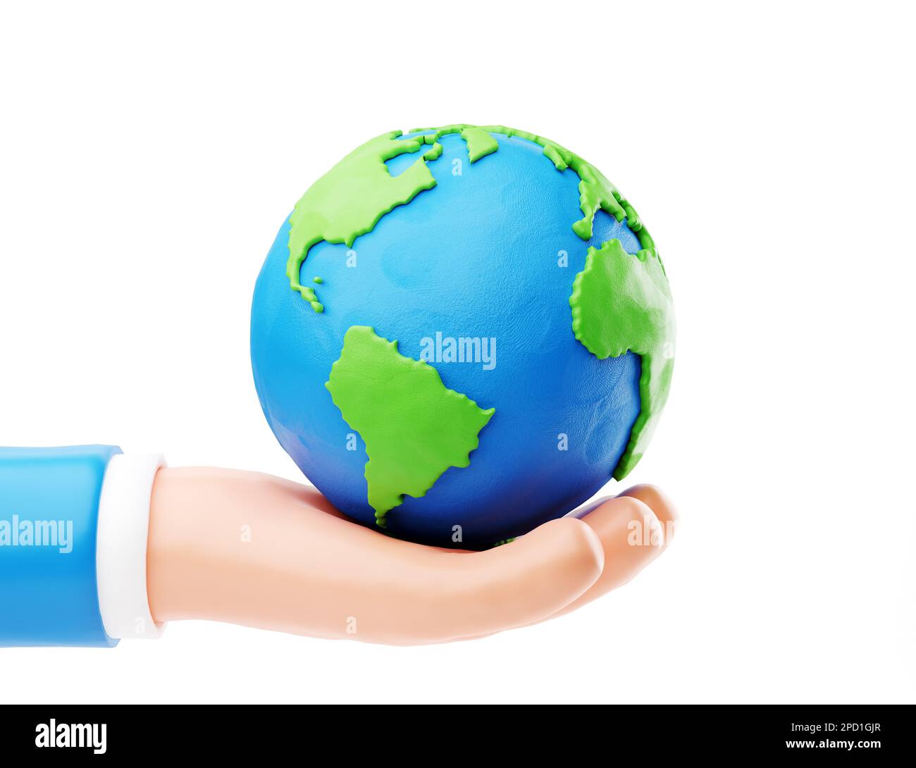Soutenir le concept de la terre: La plasticité humaine mains stylisées tenant la terre Banque D'Images