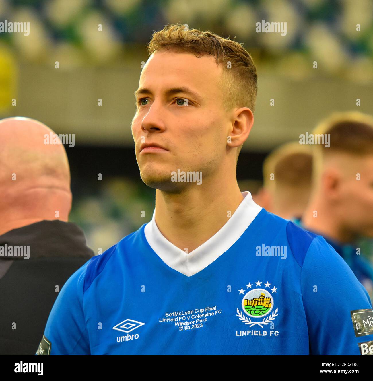 Eetu Vertainen, joueur Linfield FC. Finale de la coupe BetMcLean 2023, Linfield vs Coleraine. Stade national de Windsor Park, Belfast. Banque D'Images