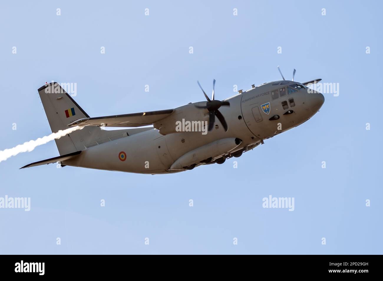 Avion de transport aérien roumain Alenia C-27J Spartan en vol. EDE, pays-Bas - 17 septembre 2022 Banque D'Images