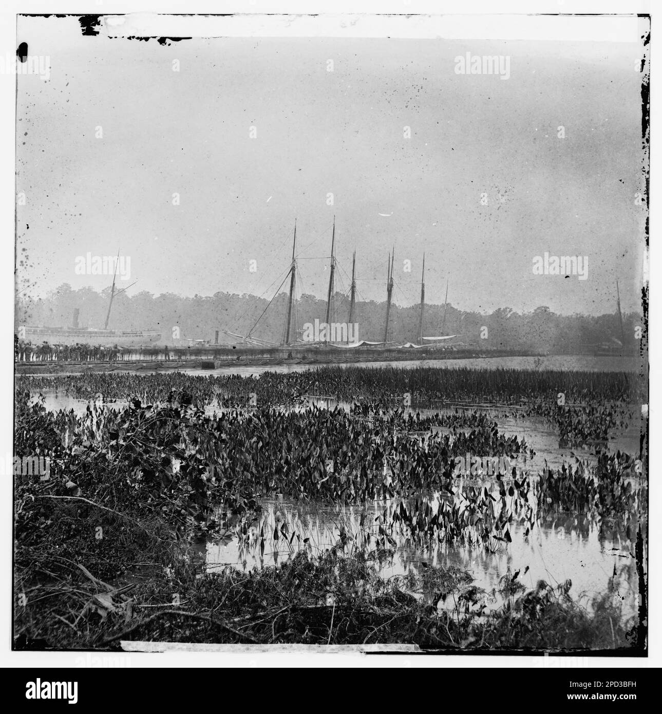 James River, Virginie. Pont de ponton sur lequel l'armée du Potomac a traversé, juin 1864. Photographies de guerre civile, 1861-1865 . États-Unis, Histoire, Guerre civile, 1861-1865. Banque D'Images
