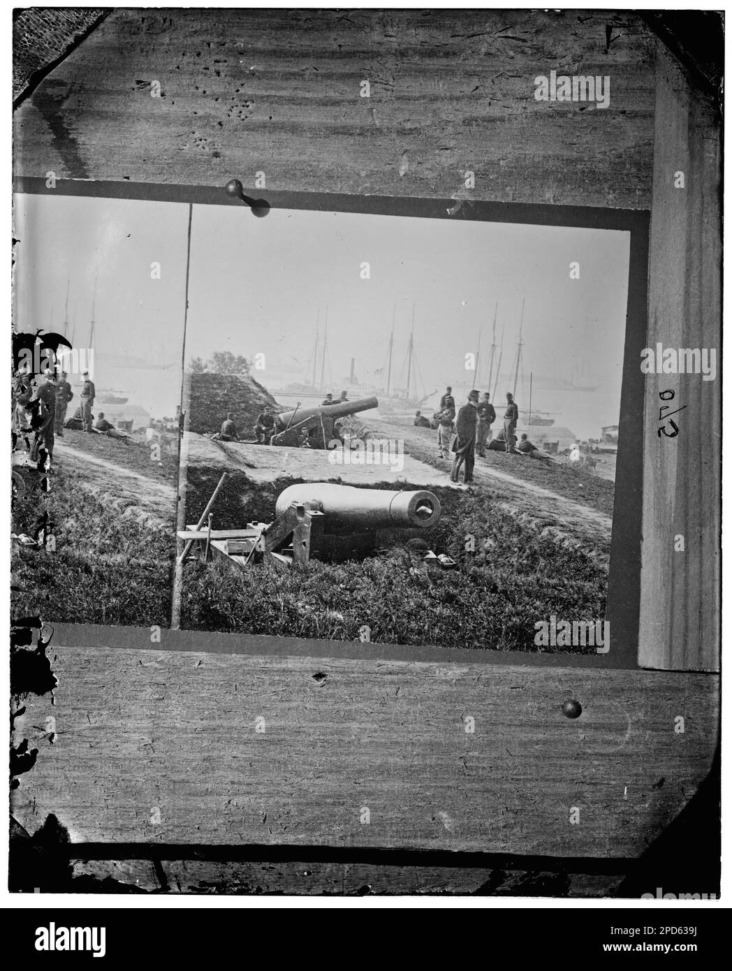 Yorktown, Virginie. Batterie Confederate avec colonnes de 8 pouces. Photographies de guerre civile, 1861-1865 . États-Unis, Histoire, Guerre civile, 1861-1865. Banque D'Images