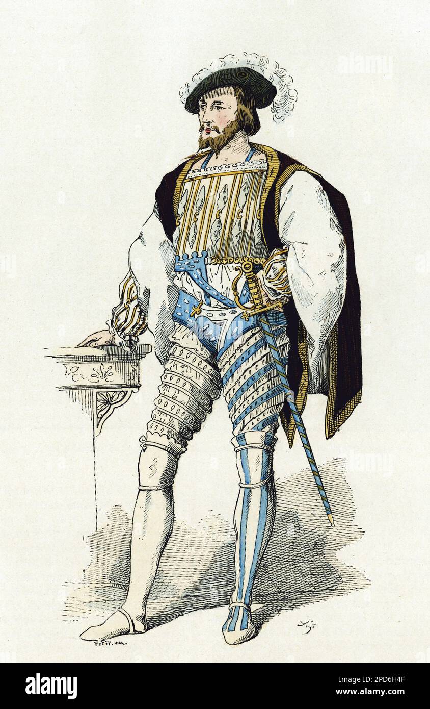 Portrait de Claude de Lorraine ( 1496-1550), premier duc de guise. Gravure en couleurs, dans 'la France et les francais a travers les siecless' par Augustin Challamel,Paris 1882. Collection . Banque D'Images