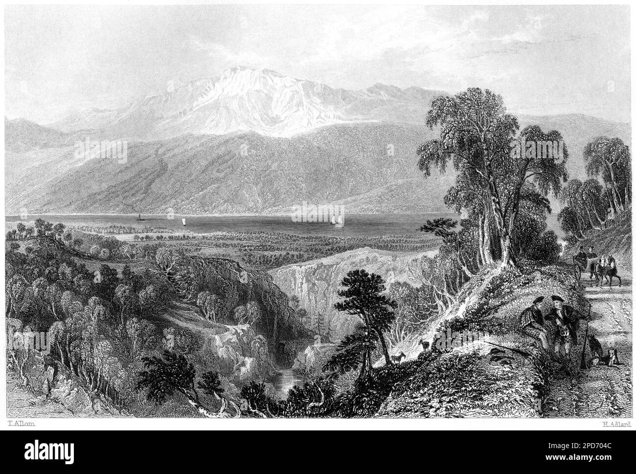 Une gravure du Loch Ness de la chute des Flyers (Foyers), Inverness-shire Scotland UK scanné à haute résolution à partir d'un livre imprimé en 1840. Banque D'Images