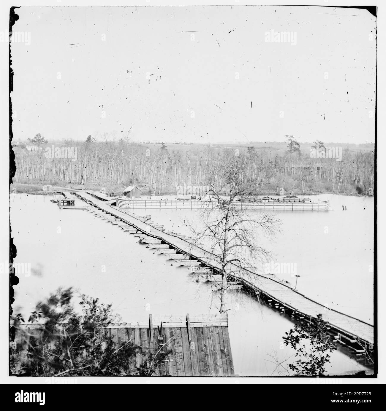 Broadway Landing, Virginie. Pont de ponton traversant la rivière Appomattox. Photographies de guerre civile, 1861-1865 . États-Unis, Histoire, Guerre civile, 1861-1865. Banque D'Images